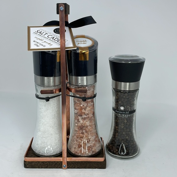 NWT Urban Gourmet Salt Caddy Dark Pink & White Himalayan Salt, Black Pepper - Picture 7 of 12